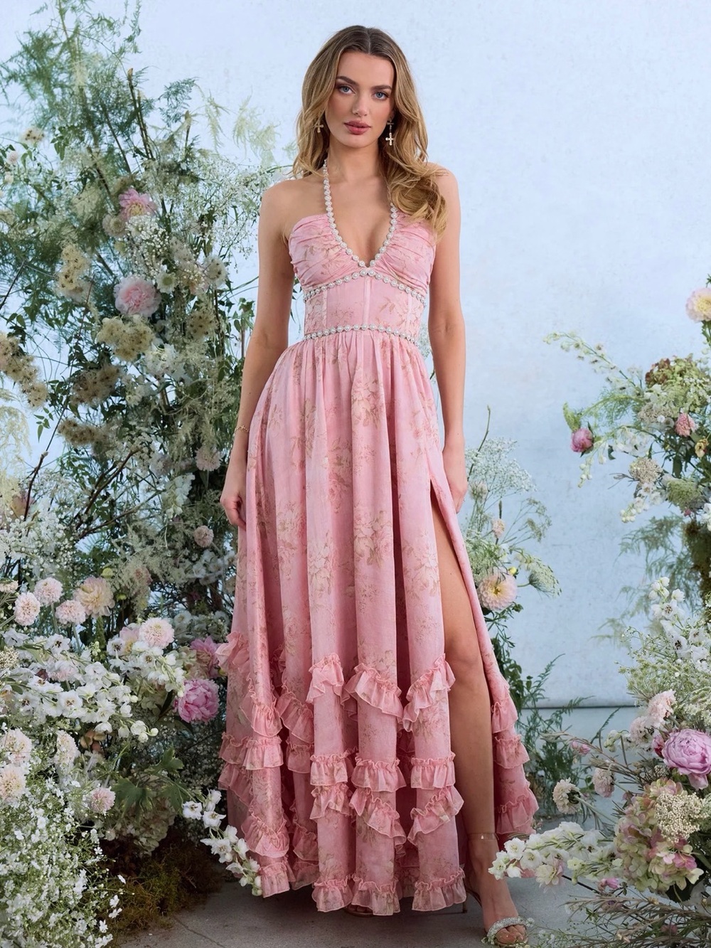 V.Chapman The Scarlette Dress in Light Pink Tapestry Rose - Picture 2 of 7